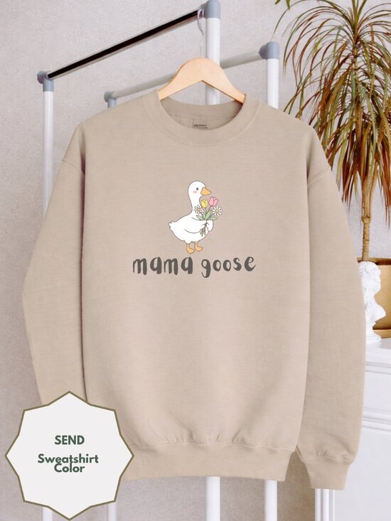 Gildan Tops - Mama Goose Crewneck Sweatshirt Cozy Mom Gift Cute Goose Graphic Pullover Women